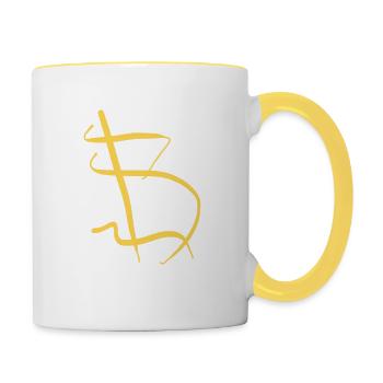 Goldener B Doré B - Mug contrasté - blanc/jaune - Droite