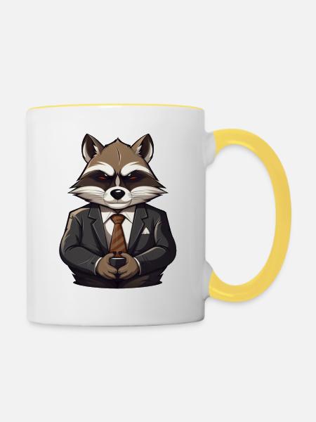 Geschäftsführer von Raccoon - Tasse zweifarbig - Weiß/Gelb