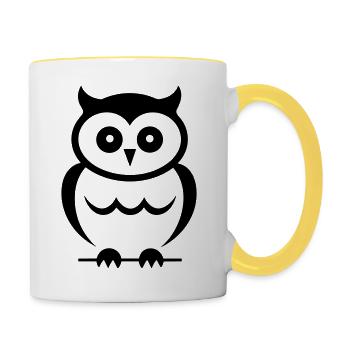 Steinkauz - Tasse zweifarbig - Weiß/Gelb - Rechts