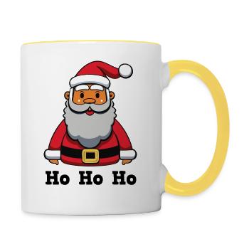 Weihnachtsmann_HoHoHo - Tasse zweifarbig - Weiß/Gelb - Rechts