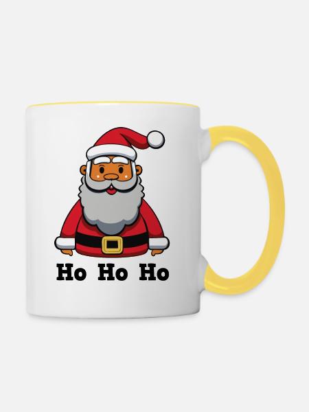 Weihnachtsmann_HoHoHo - Tasse zweifarbig - Weiß/Gelb