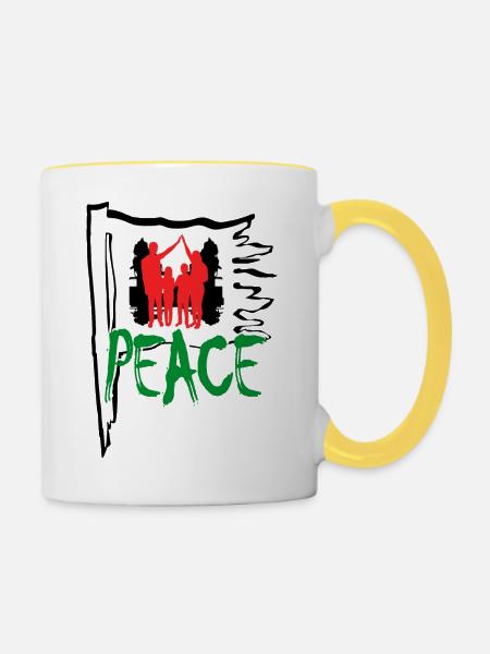 Frieden Israel - Tasse zweifarbig - Weiß/Gelb