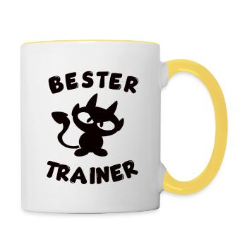 cooles bester Trainer Design - Tasse zweifarbig - Weiß/Gelb - Rechts