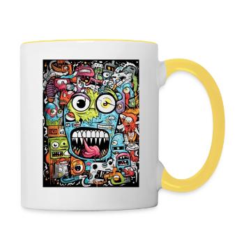 [MB] Panik Face - Tasse zweifarbig - Weiß/Gelb - Rechts