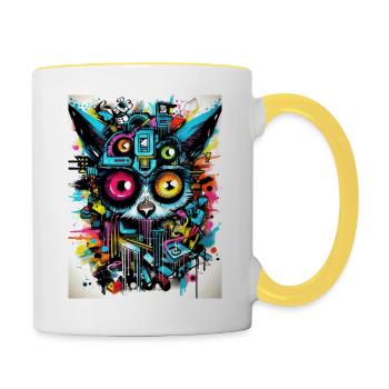 [] Des yeux fascinés - Mug contrasté - blanc/jaune - Droite