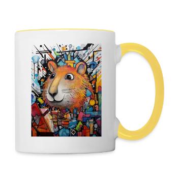 [MB] Freundliches Nagetier - Tasse zweifarbig - Weiß/Gelb - Rechts