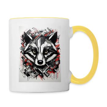 [MB] Raccoon-Red-Black Contrast - Contrasting Mug - white/yellow - Right