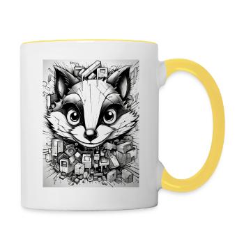 [MB] Cheerful Raccoon Magic - Contrasting Mug - white/yellow - Right