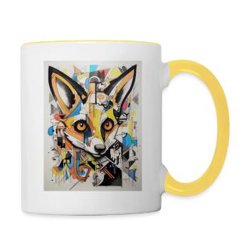 [MB] Geometric Fox Trance - Contrasting Mug - white/yellow - Right