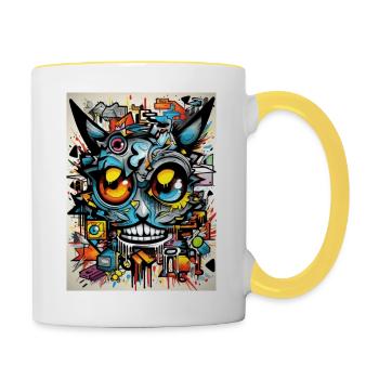 [MB] Aggressive Graffiti Animal in Colorful - Contrasting Mug - white/yellow - Right