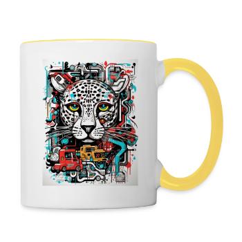 [MB] Gently sad leopardess - Contrasting Mug - white/yellow - Right