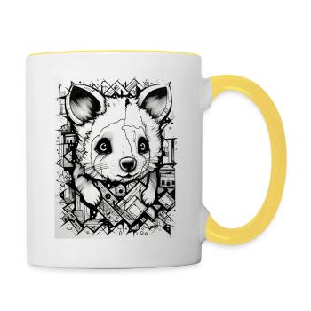Niedlicher Waschbär für Dich - Tasse zweifarbig - Weiß/Gelb - Rechts