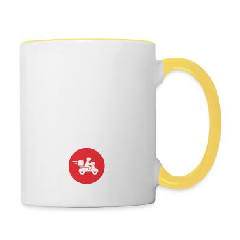 Roller Auslieferungsfahrer Essen Lieferung - Tasse zweifarbig - Weiß/Gelb - Rechts