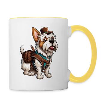 Lederhosen / Animal / Traditional costume / Tradition / Dog - Contrasting Mug - white/yellow - Right