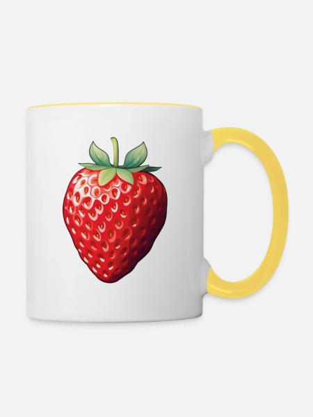 Erdbeere fruchtig - Tasse zweifarbig - Weiß/Gelb
