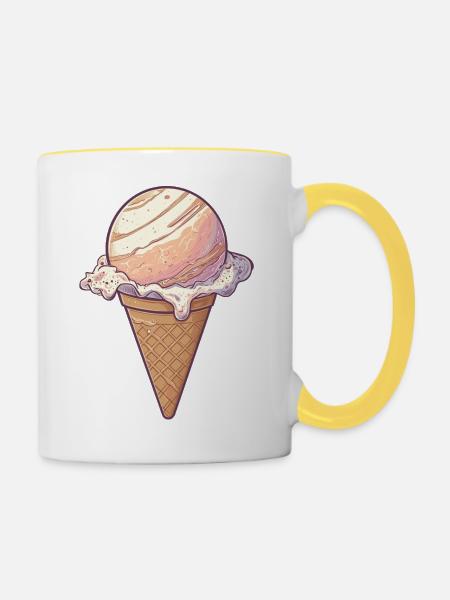 Eis-Planet Jupiter - Tasse zweifarbig - Weiß/Gelb