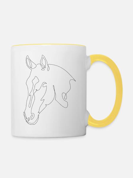Pferdekopf Flarouge - Tasse zweifarbig - Weiß/Gelb