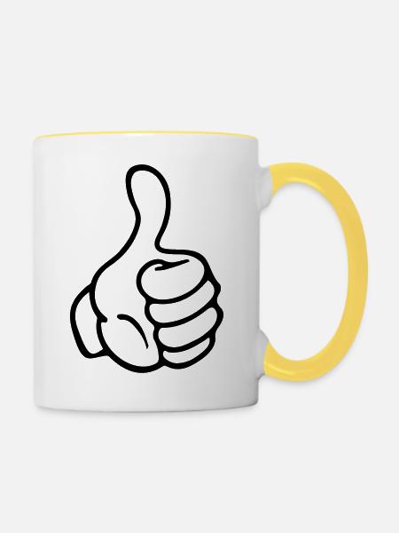 hand thumb like comic - Tasse zweifarbig - Weiß/Gelb