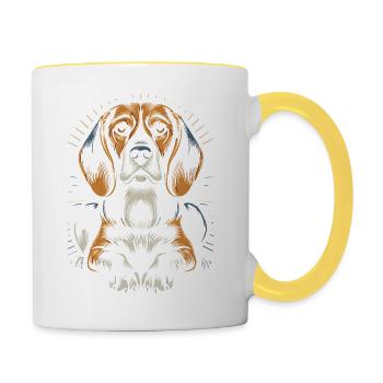 Beagle - Mug contrasté - blanc/jaune - Droite