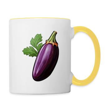 Aubergine - Mug contrasté - blanc/jaune - Droite