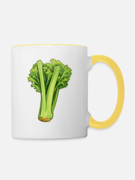 Staudensellerie oder Stangensellerie - Tasse zweifarbig - Weiß/Gelb