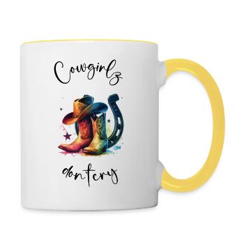 Cowgirlz dont cry - Tasse zweifarbig - Weiß/Gelb - Rechts