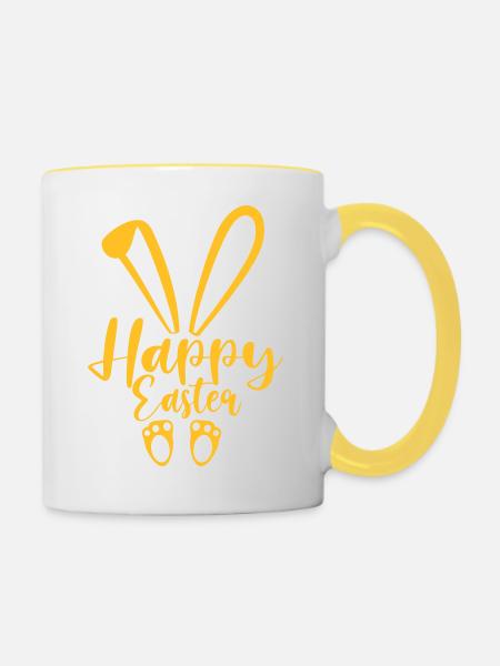 Joyeux lapin de Pâques - Mug contrasté - blanc/jaune
