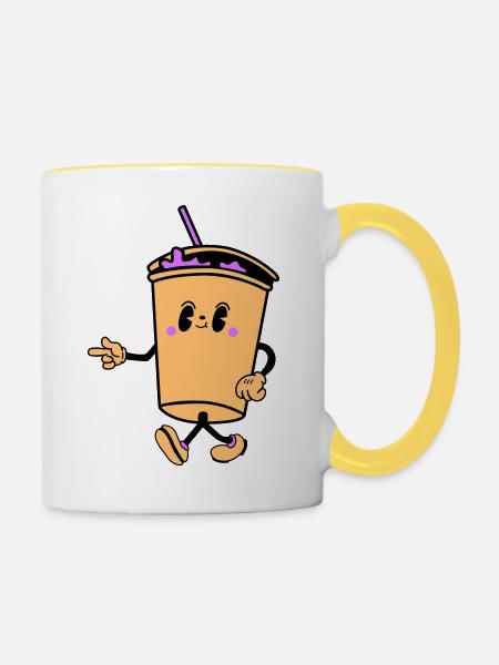 drink cartoon - Tasse zweifarbig - Weiß/Gelb
