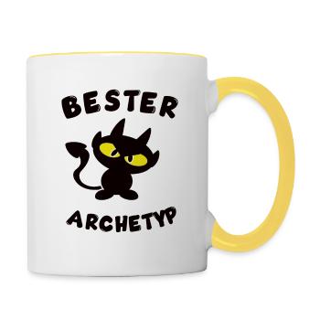 cooles bester Archetyp Design - Tasse zweifarbig - Weiß/Gelb - Rechts