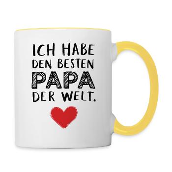 Bester Papa der Welt - Tasse zweifarbig - Weiß/Gelb - Rechts