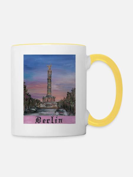 Siegessäule - Tasse zweifarbig - Weiß/Gelb