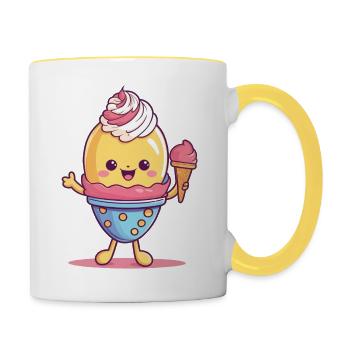 Poussin de crème glacée - Mug contrasté - blanc/jaune - Droite