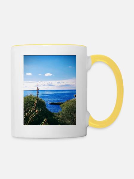 Meerblick Meerliebe - Tasse zweifarbig - Weiß/Gelb