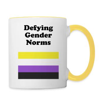 Drapeau non binaire défiant les normes de genre - Mug contrasté - blanc/jaune - Droite