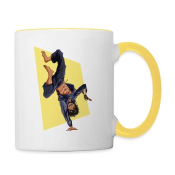 Breakdance - Tasse zweifarbig - Weiß/Gelb - Rechts