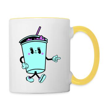 Boisson Dessin Animé - Mug contrasté - blanc/jaune - Droite