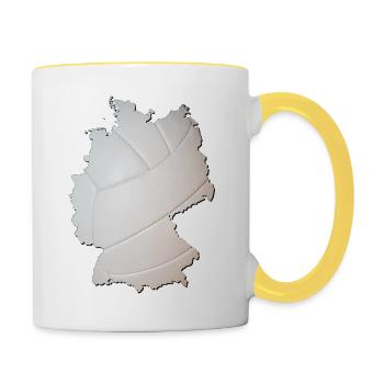 La carte de l’Allemagne encadre un vrai volley-ball - Mug contrasté - blanc/jaune - Droite