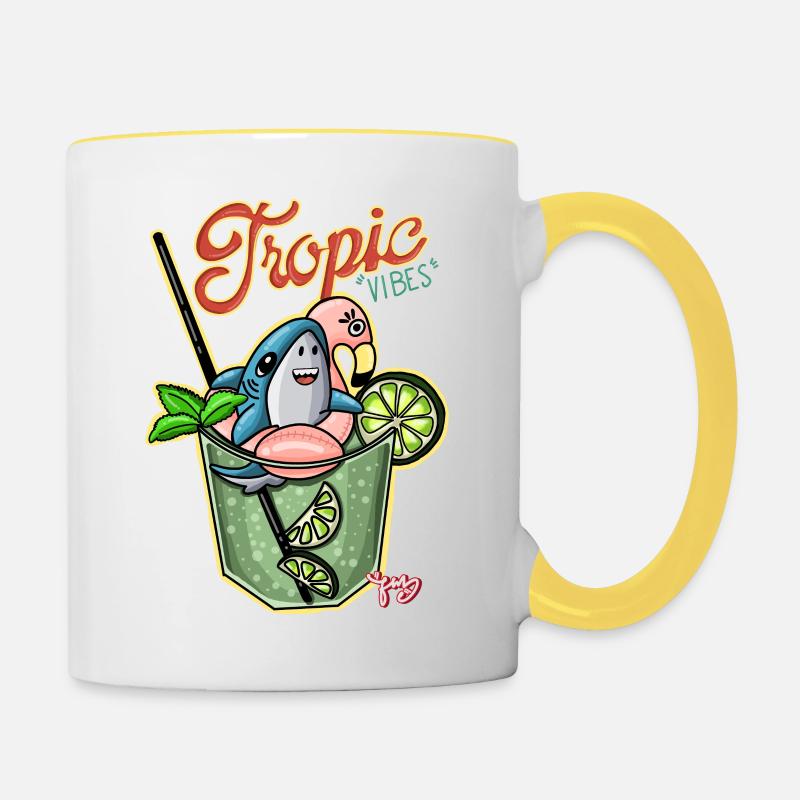 Vibrations de requin - Mug contrasté - blanc/jaune