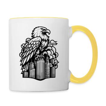 Eagle Outline Illustration - Contrasting Mug - white/yellow - Right