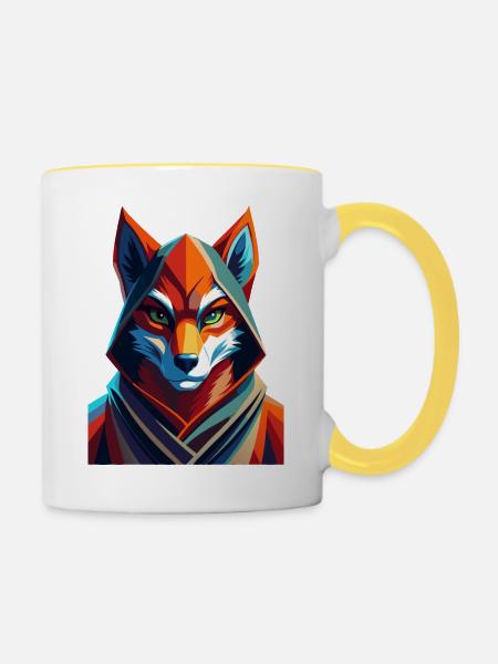 Fuchs gekleidet - Tasse zweifarbig - Weiß/Gelb