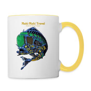 Mahi-mahi travel - Contrasting Mug - white/yellow - Right