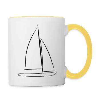 Segelschiff 7 Schwarz - Tasse zweifarbig - Weiß/Gelb - Rechts