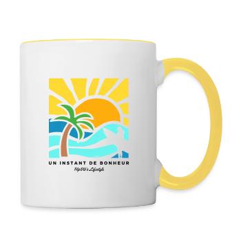 SUNSHINE BONHEUR - Mug contrasté - blanc/jaune - Droite
