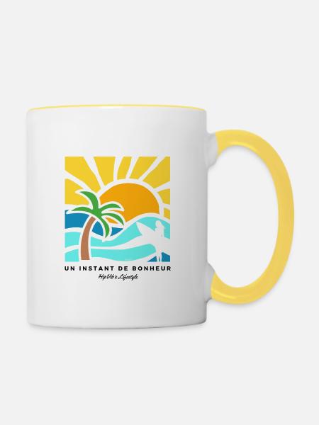 SUNSHINE BONHEUR - Mug contrasté - blanc/jaune