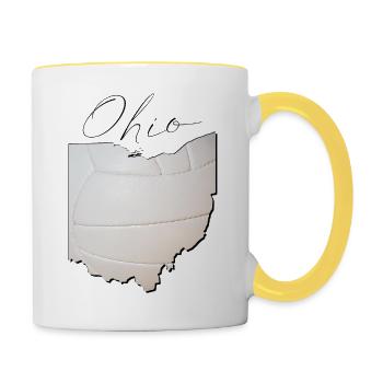 Ohio (États-Unis) | Vrai volley-ball | Script de carte - Mug contrasté - blanc/jaune - Droite