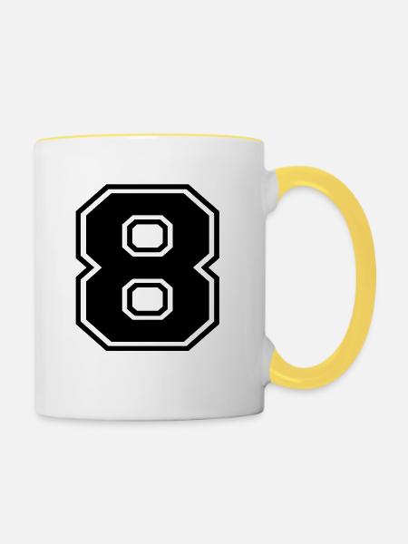 Nummer 8 - Tasse zweifarbig - Weiß/Gelb