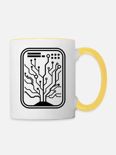 micro chip - Tasse zweifarbig - Weiß/Gelb