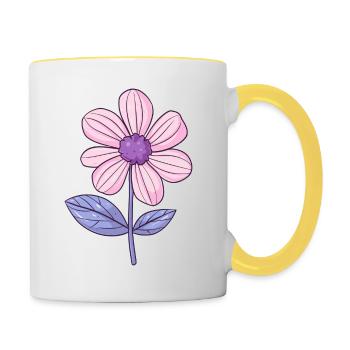 Fleurs - Mug contrasté - blanc/jaune - Droite