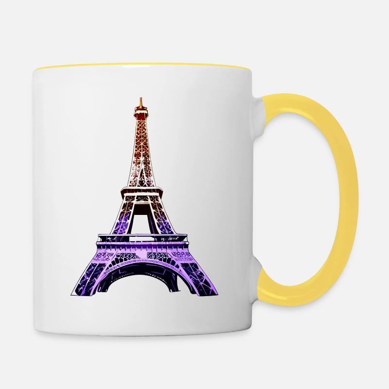 Eiffelturm #10 - Tasse zweifarbig - Weiß/Gelb