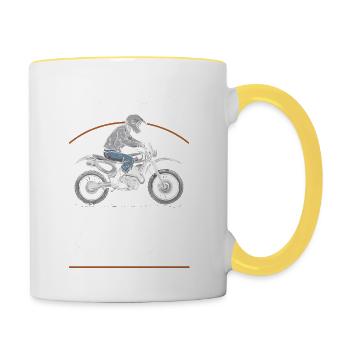 Liberté sur deux roues - Mug contrasté - blanc/jaune - Droite